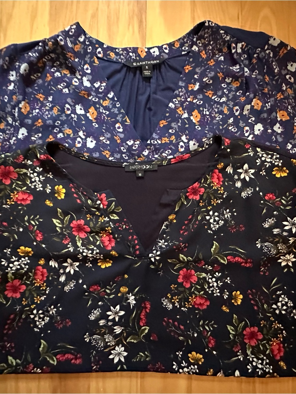 (2) Mixed media pullover tunic tops with cap sleeves: p2p 22” p2hem 24 1/2” - Picture 9 of 13